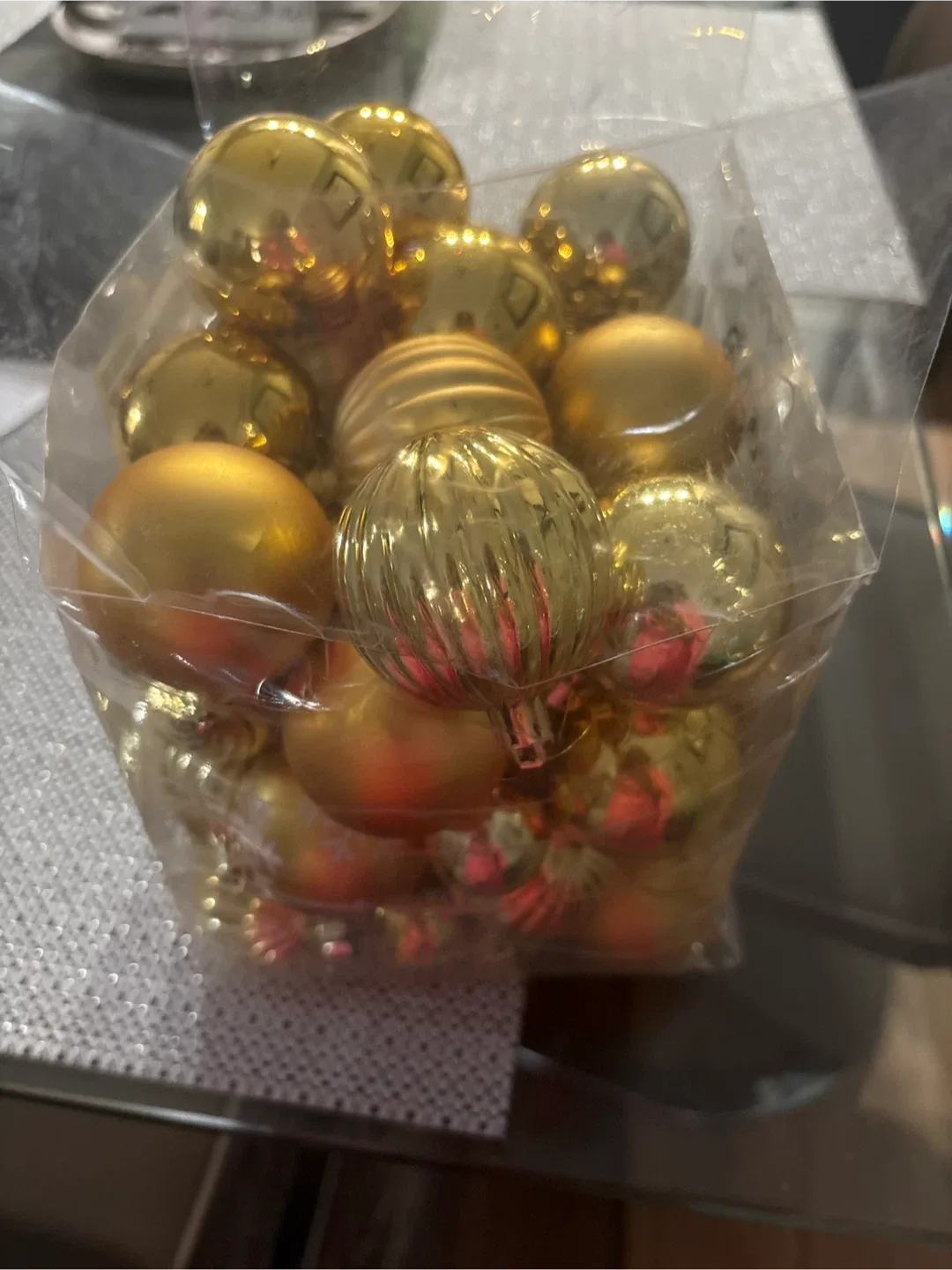 Gold Christmas Ornaments - Set of 12