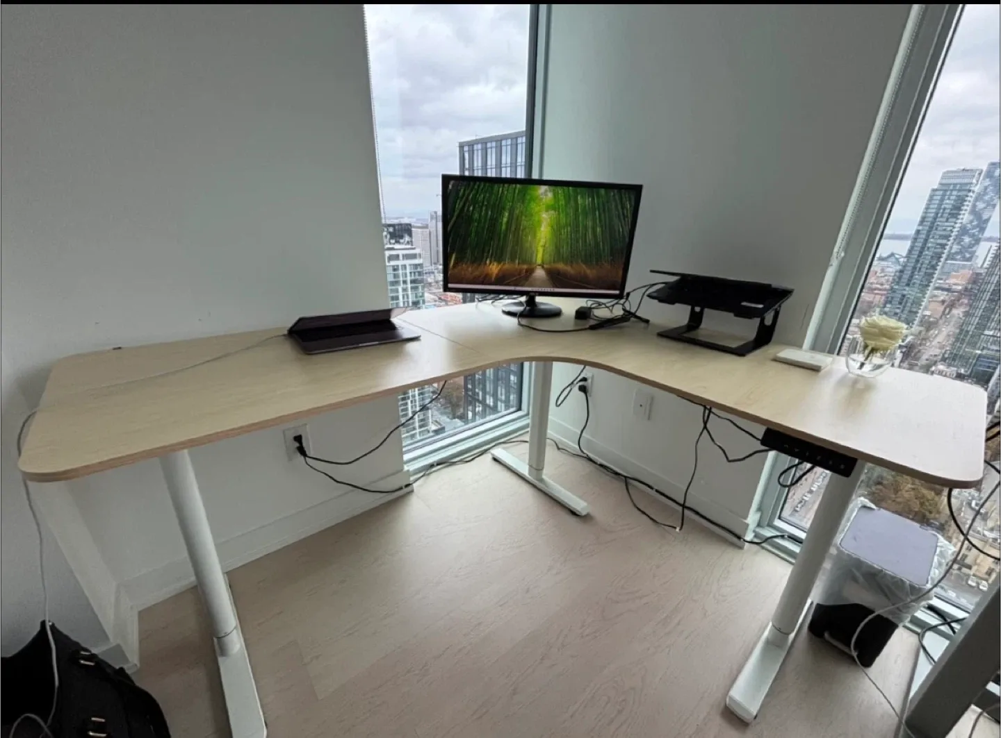 L-Shaped Standing Desk - Adjustable Height