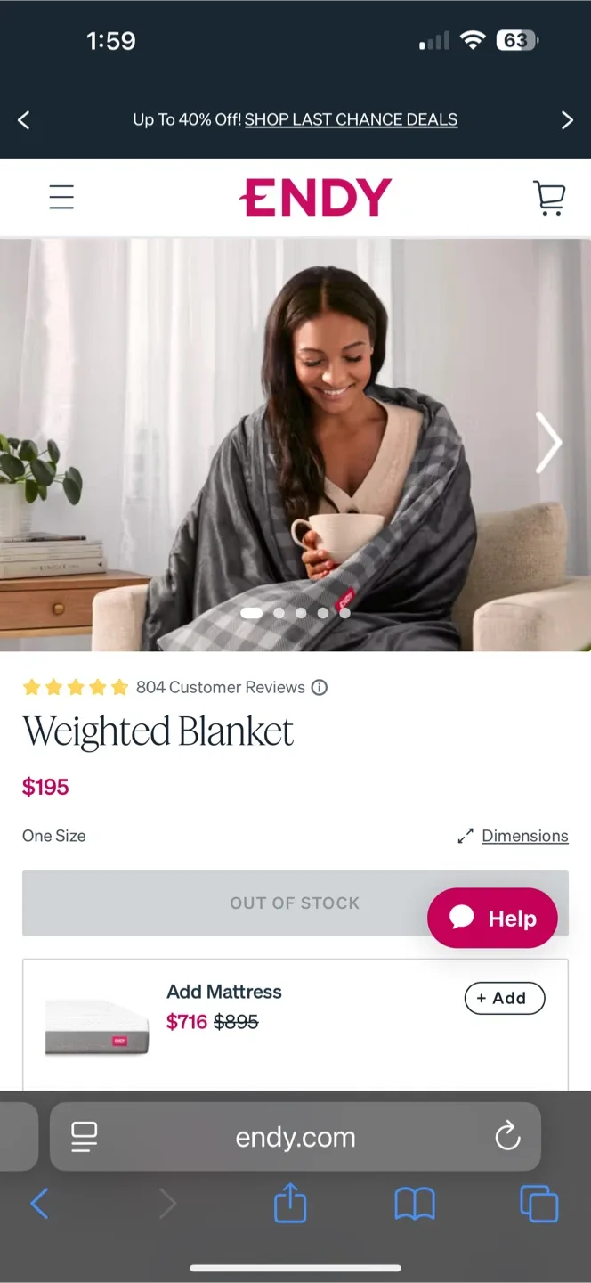 HALF OFF! BRAND NEW ENDY WEIGHTED BLANKET FOR ANXIETY RELAXATION