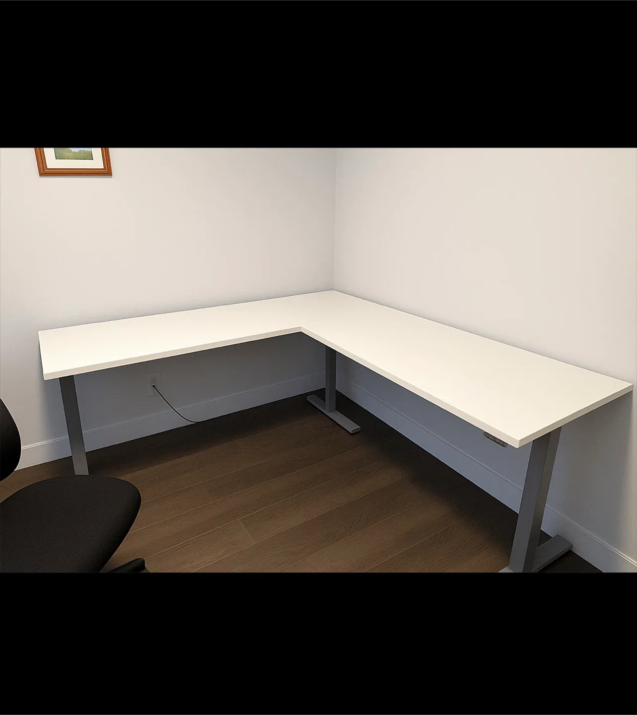 L shaped 3 motor work desk height adjustable