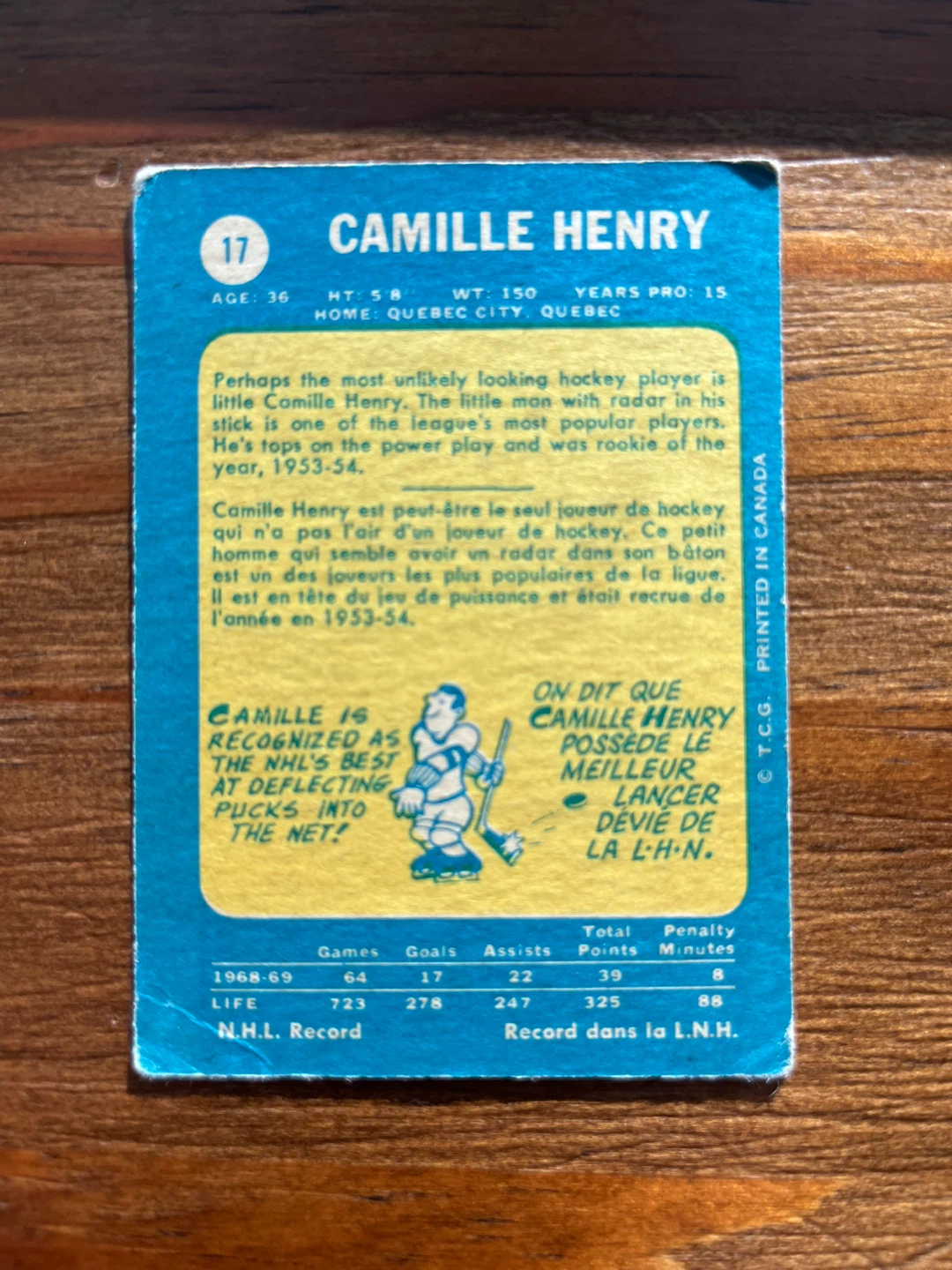 1969 O-PEE-CHEE 17 CAMILLE HENRY - photo 2