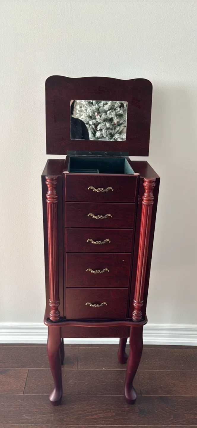 Jewelry Armoire - Mahogany Finish