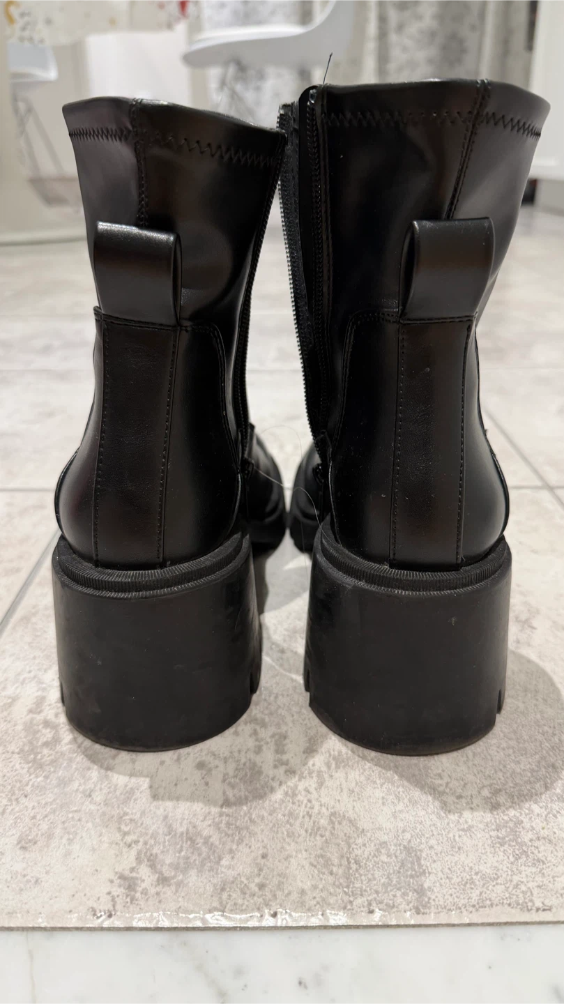 Black Platform Ankle Boots, Size 7 - photo 2