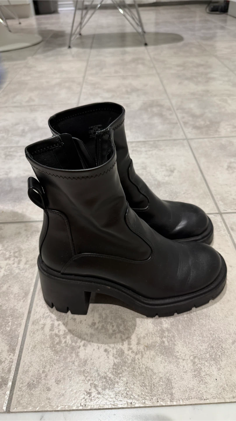 Black Platform Ankle Boots, Size 7