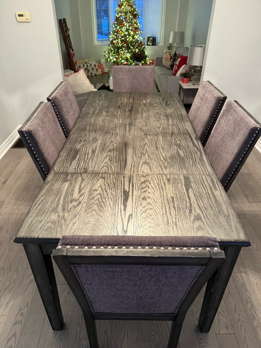 Dining Chairs and table  - Set of 6 - Grey Fabric