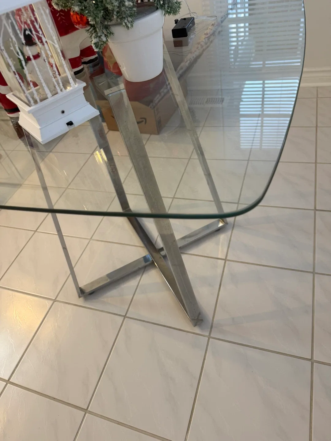 Glass Top Chrome Base Dining Table image indicator(2)