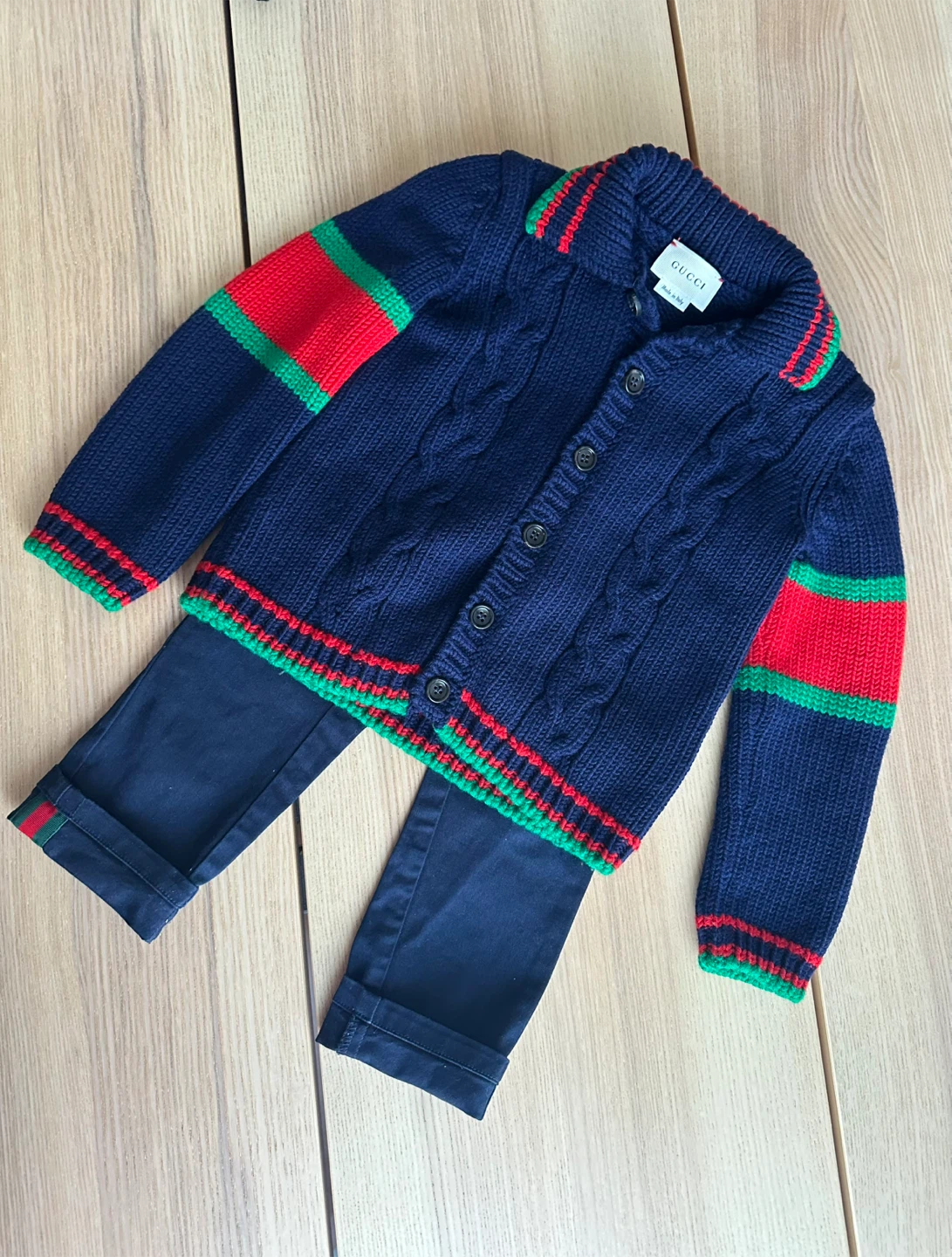 New Gucci Kids Navy Cardigan & Pants Set - Size 36M - photo 2