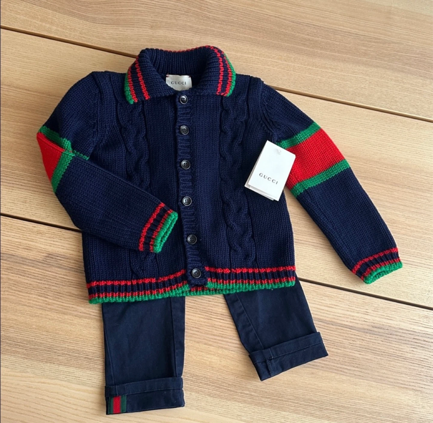 New Gucci Kids Navy Cardigan & Pants Set - Size 36M