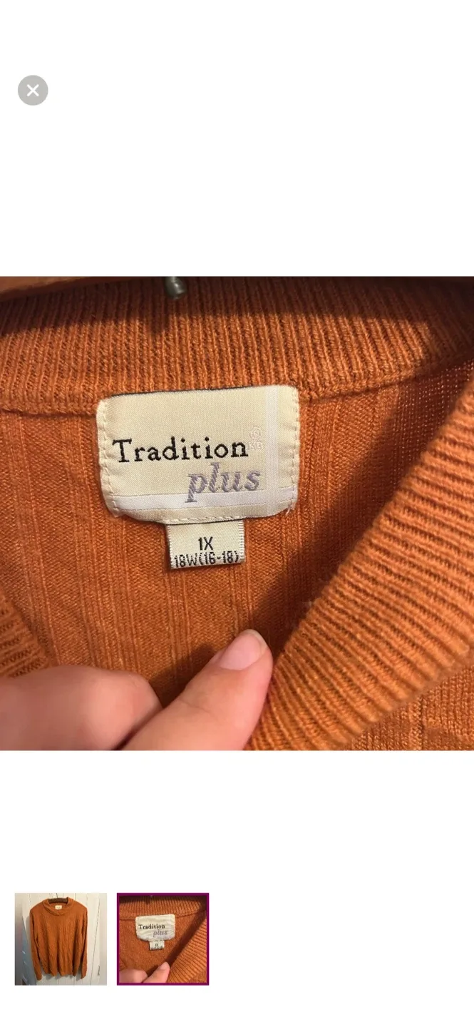 Tradition Plus 1X Orange Sweater image indicator(2)