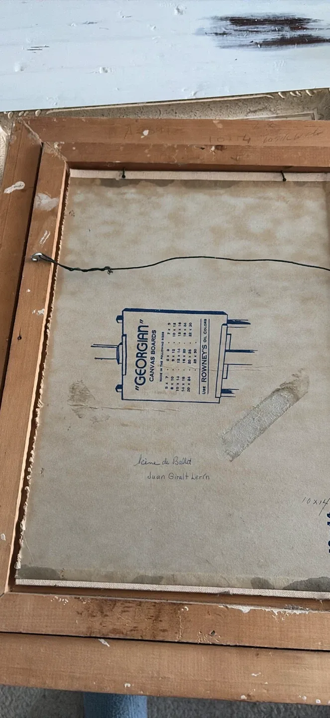 Vintage Juan Giralt Lerin "Scene de Ballet" Painting 10x14 image indicator(3)