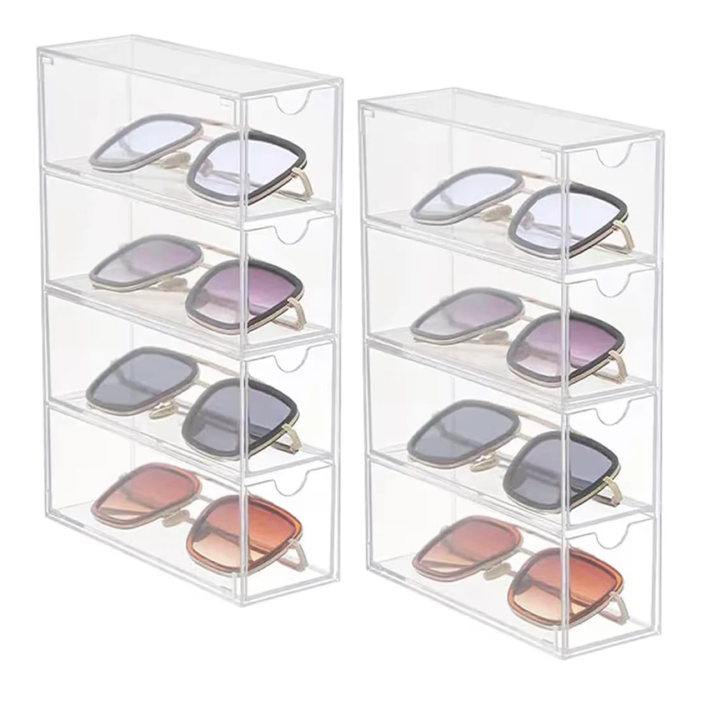 Two Acrylic Sunglasses Organizer Display Case