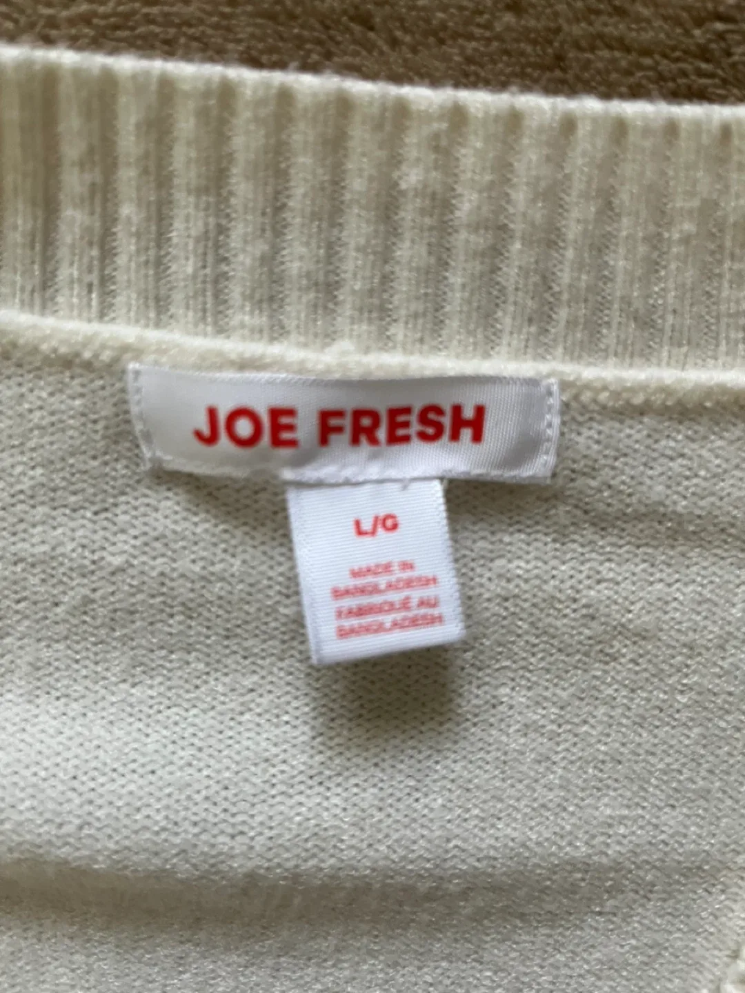 Joe Fresh Cream Sweater Vest - Size L image indicator(2)