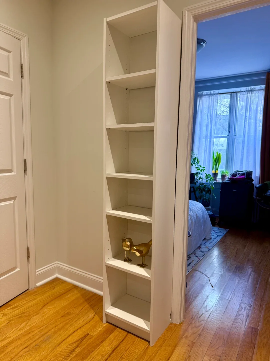 Tall white bookcase