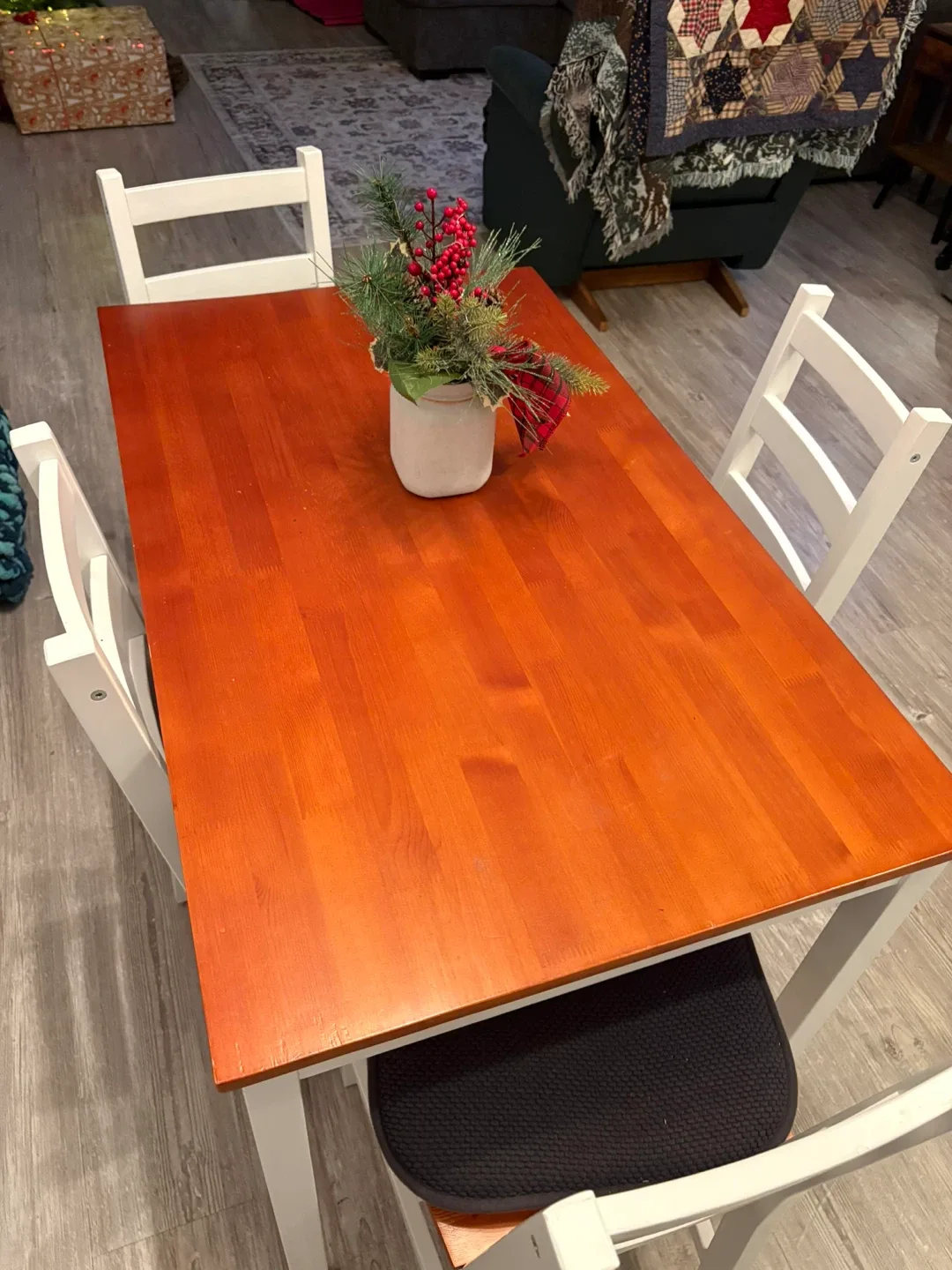 Wood Dining Table with 4 Chairs