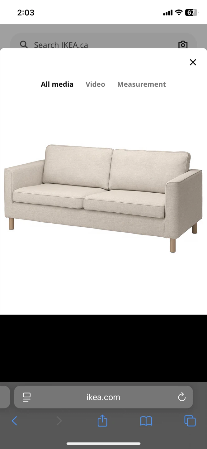IKEA Gunnarred Beige Three-Seater Sofa - photo 4