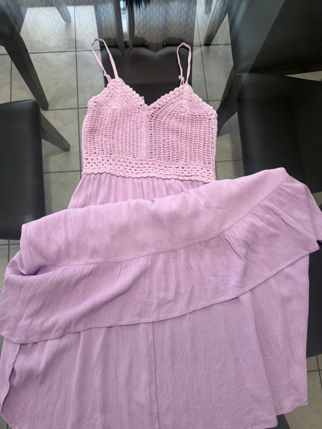 Crochet Top Dress - Purple Size 14-16 teens