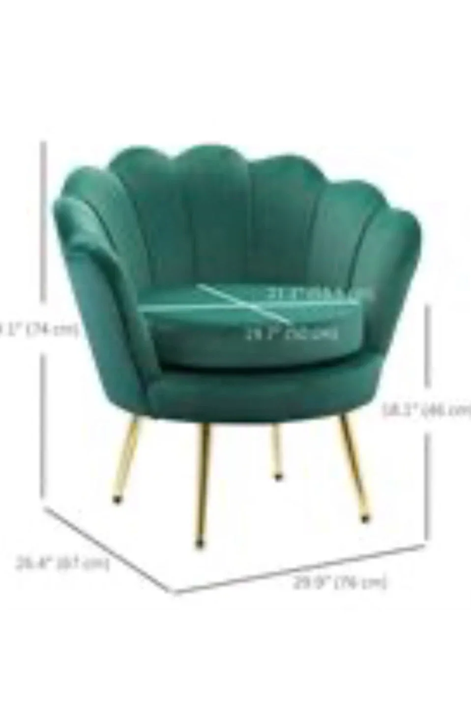 Green Velvet Shell Accent Chair
