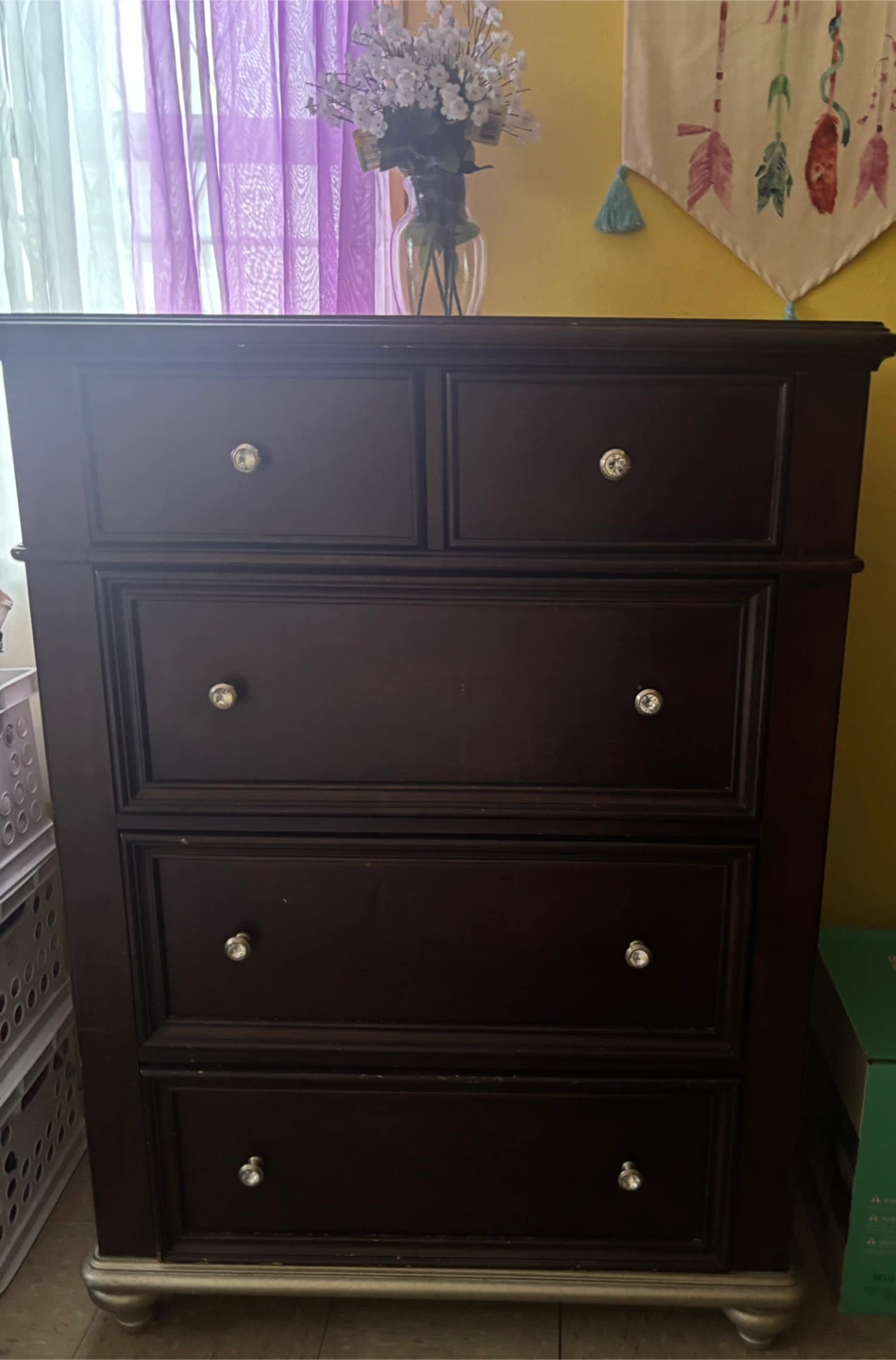 Dark Wood 5-Drawer Chest - photo 2