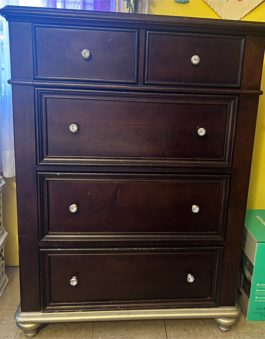 Dark Wood 5-Drawer Chest