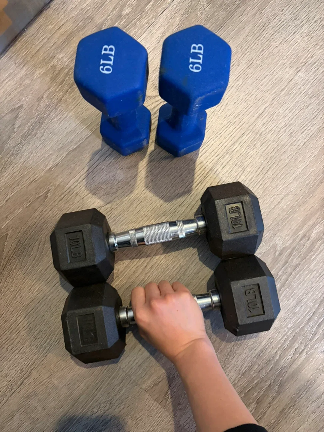 Dumbbell Set: 6LB Blue & 10LB Black
