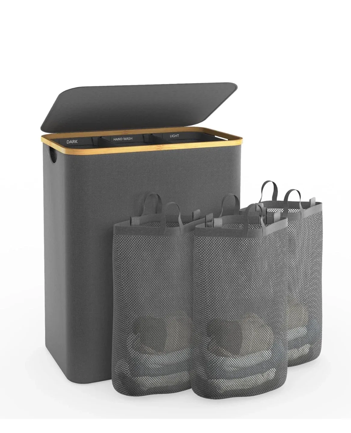 160L Laundry Hamper with Lid & Removable Bags