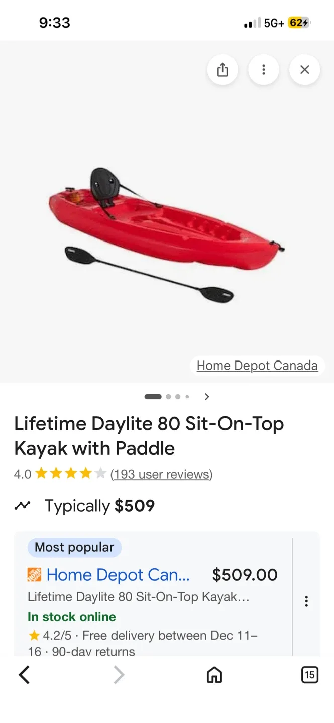 Lifetime Daylite 80 Sit-On-Top Kayak w/ Paddle