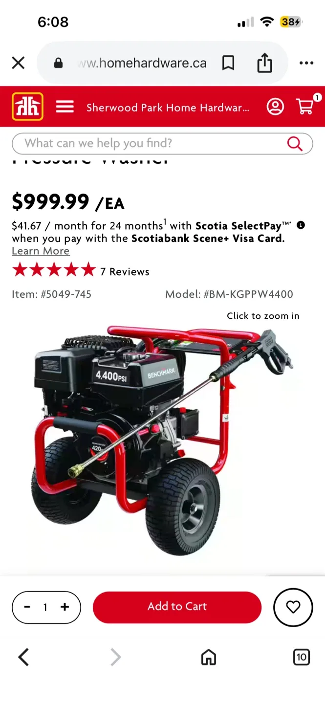 Benchmark 4400 PSI Gas Pressure Washer
