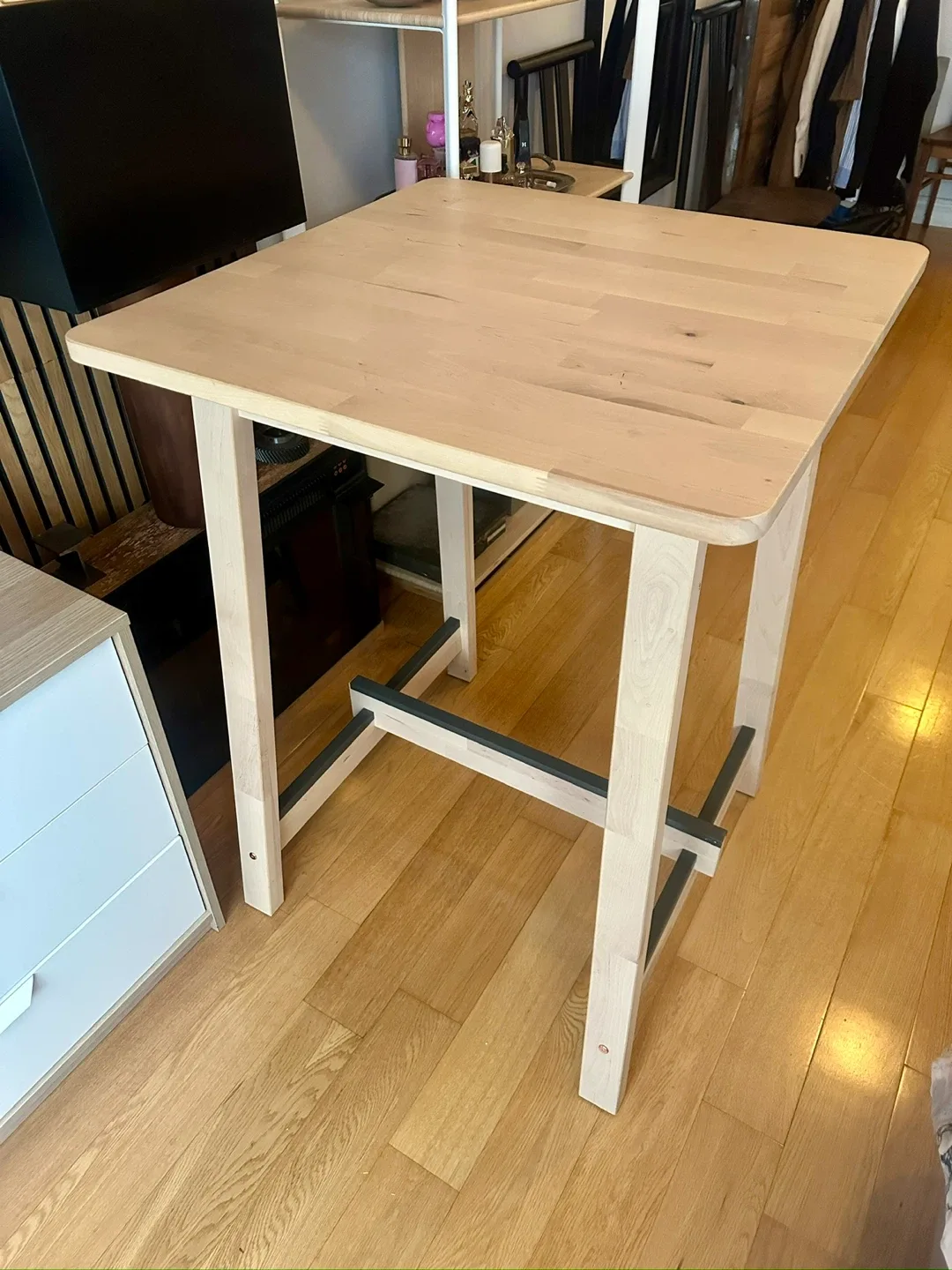 IKEA BAR HEIGHT KITCHEN ISLAND TABLE SOLID BIRCH WOOD