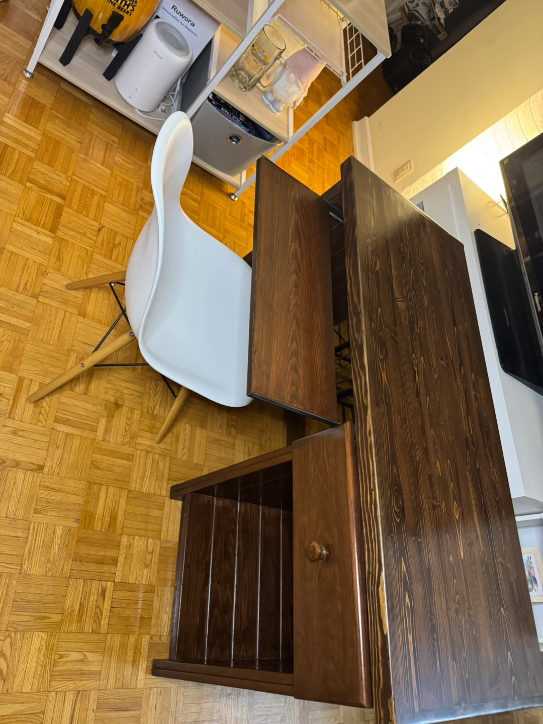 Dark Wood Desk with Pull-Out Keyboard Tray - photo 4