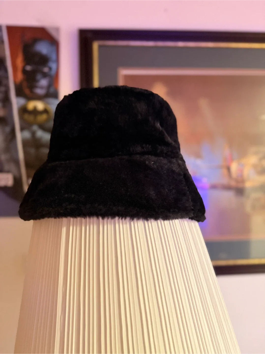 Black Faux Fur Bucket Hat