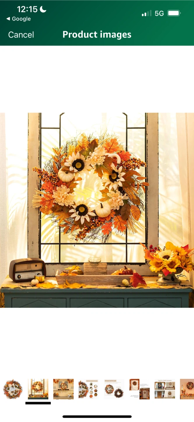 New 20 Inch Fall Wreath with Pumpkins & Sunflowers - photo 2