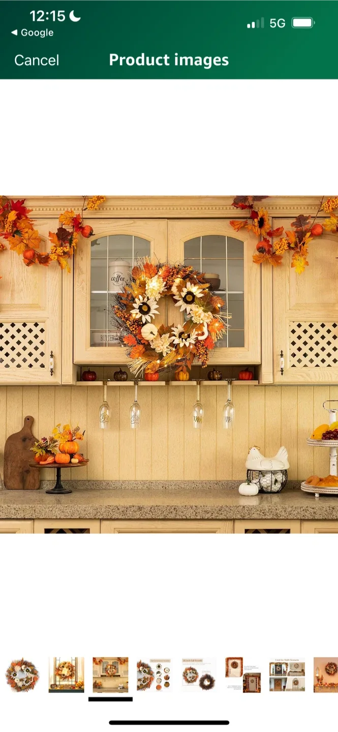 New 20 Inch Fall Wreath with Pumpkins & Sunflowers image indicator(3)