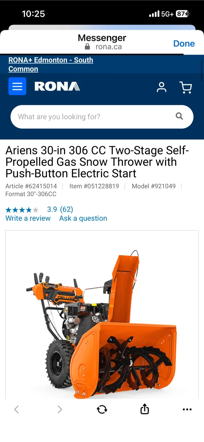 Ariens Deluxe 30" 306 CC Two-Stage Snow Thrower