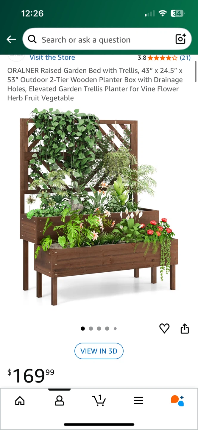 * LAST DAY TO PURCHASE*ORALNER Raised Garden Bed with Trellis