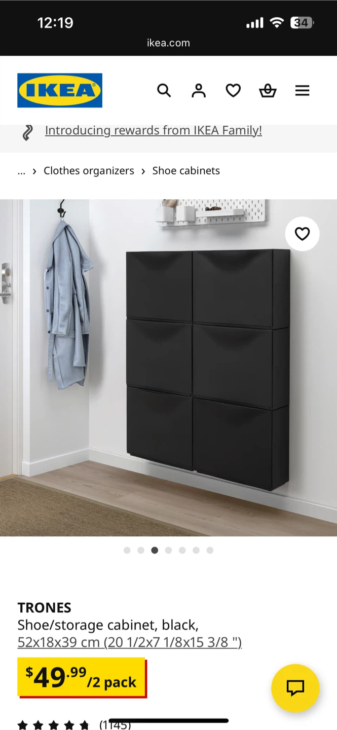 IKEA TRONES Shoe/Storage Cabinet - Black - photo 3
