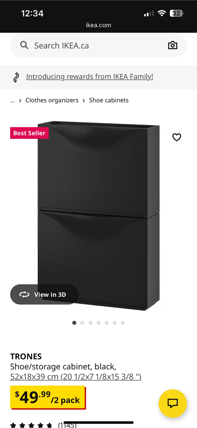 IKEA TRONES Shoe/Storage Cabinet - Black