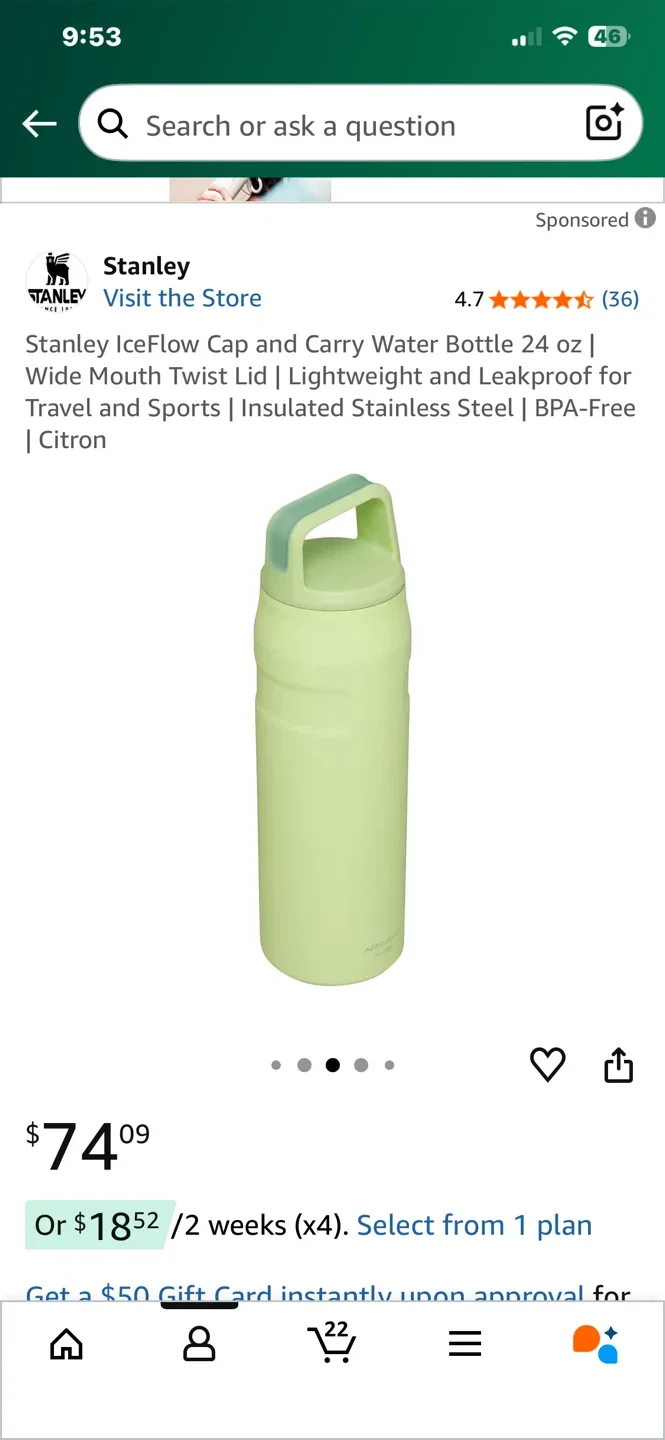 Stanley IceFlow 24oz Water Bottle - Citron