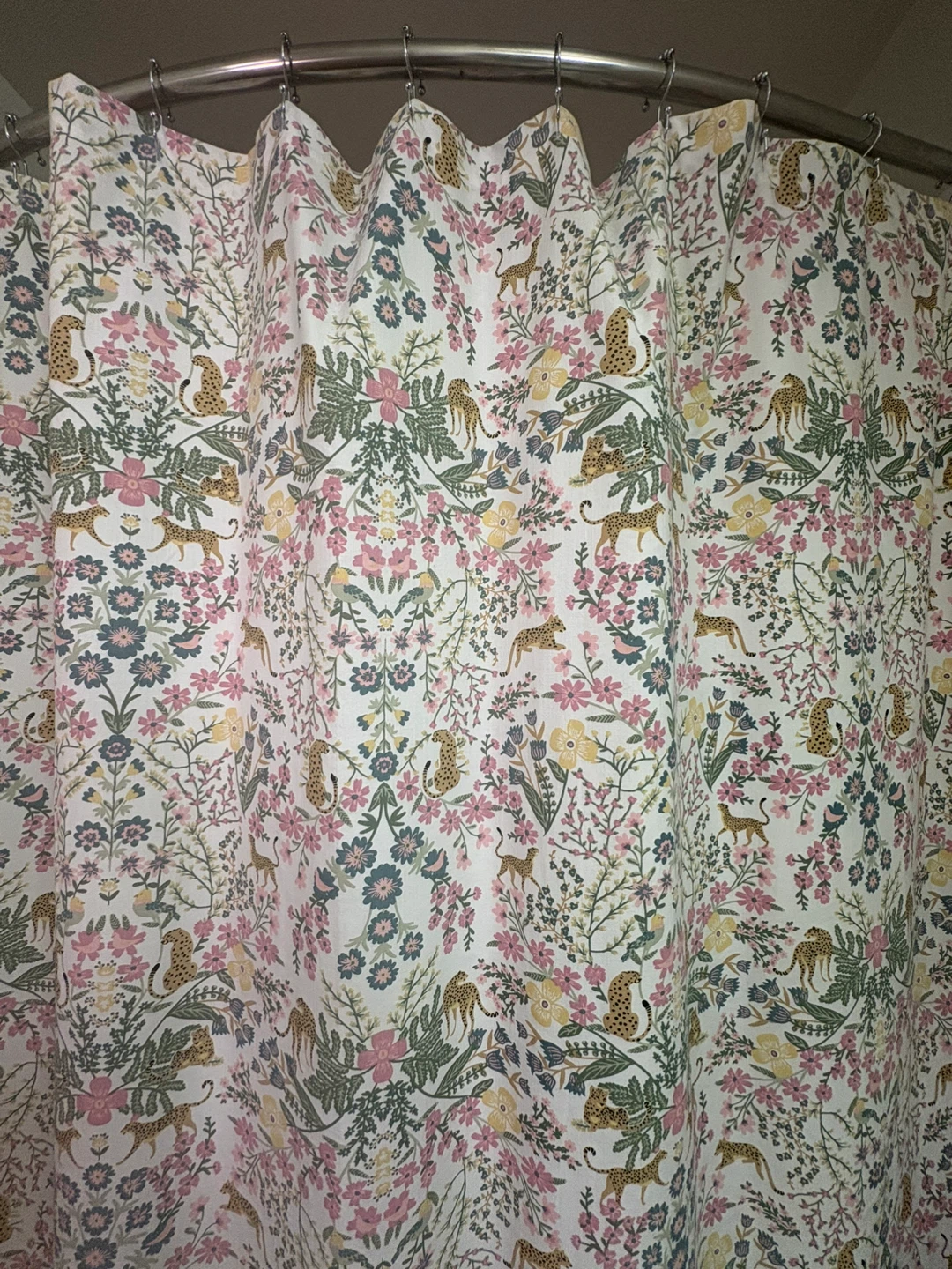 Floral & Leopard Print Shower Curtain
