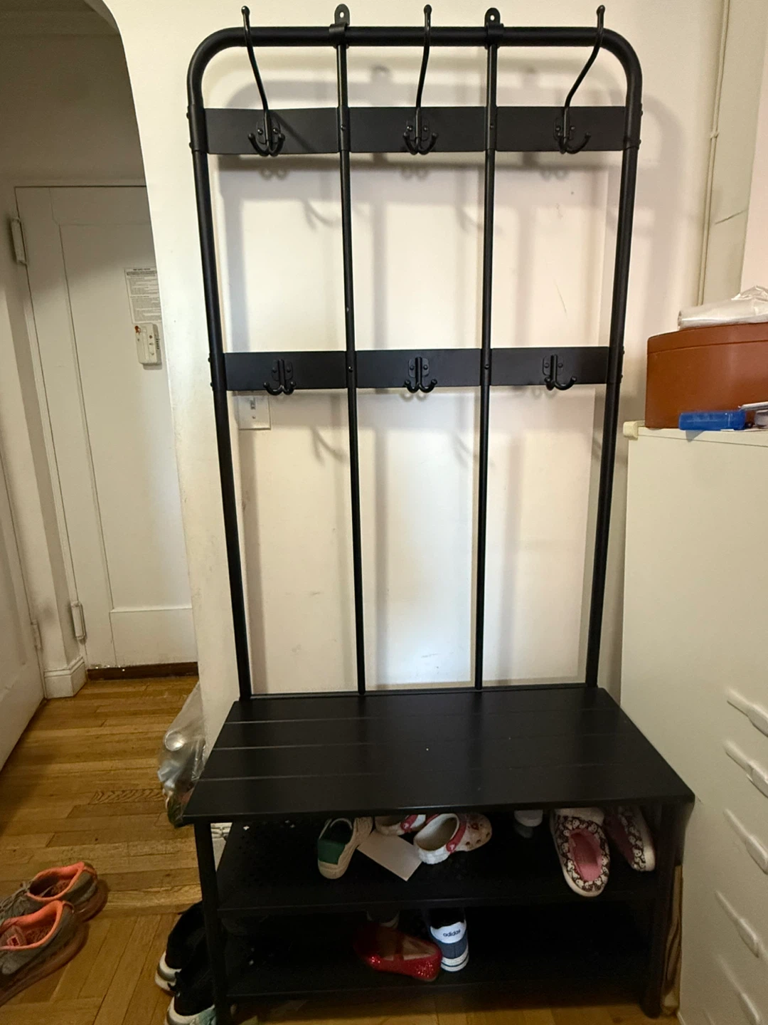 IKEA Pinnig Coat Rack with Shoe Storage Bench - Black - photo 2