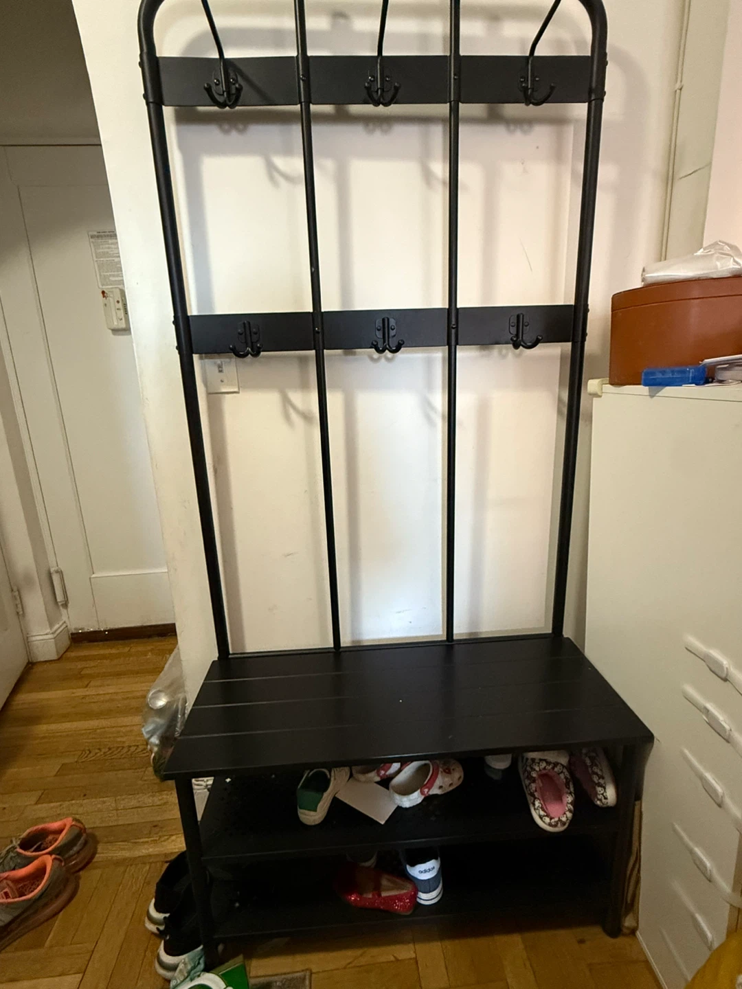 IKEA Pinnig Coat Rack with Shoe Storage Bench - Black