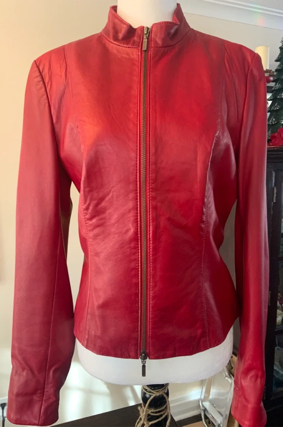 Danier Red Leather Jacket - Size M