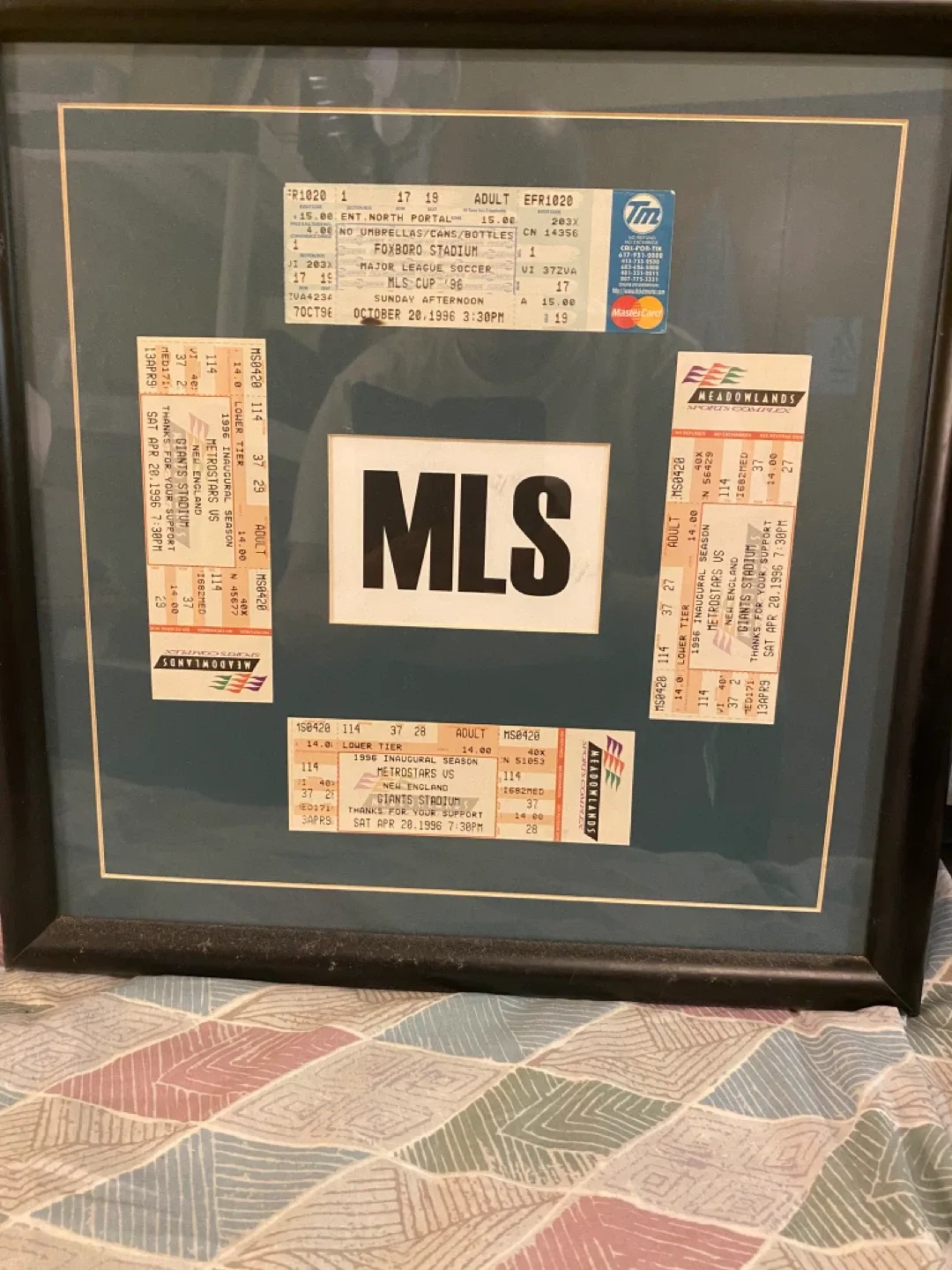 Framed 1996 Inaugural Season MetroStars vs New England Tickets