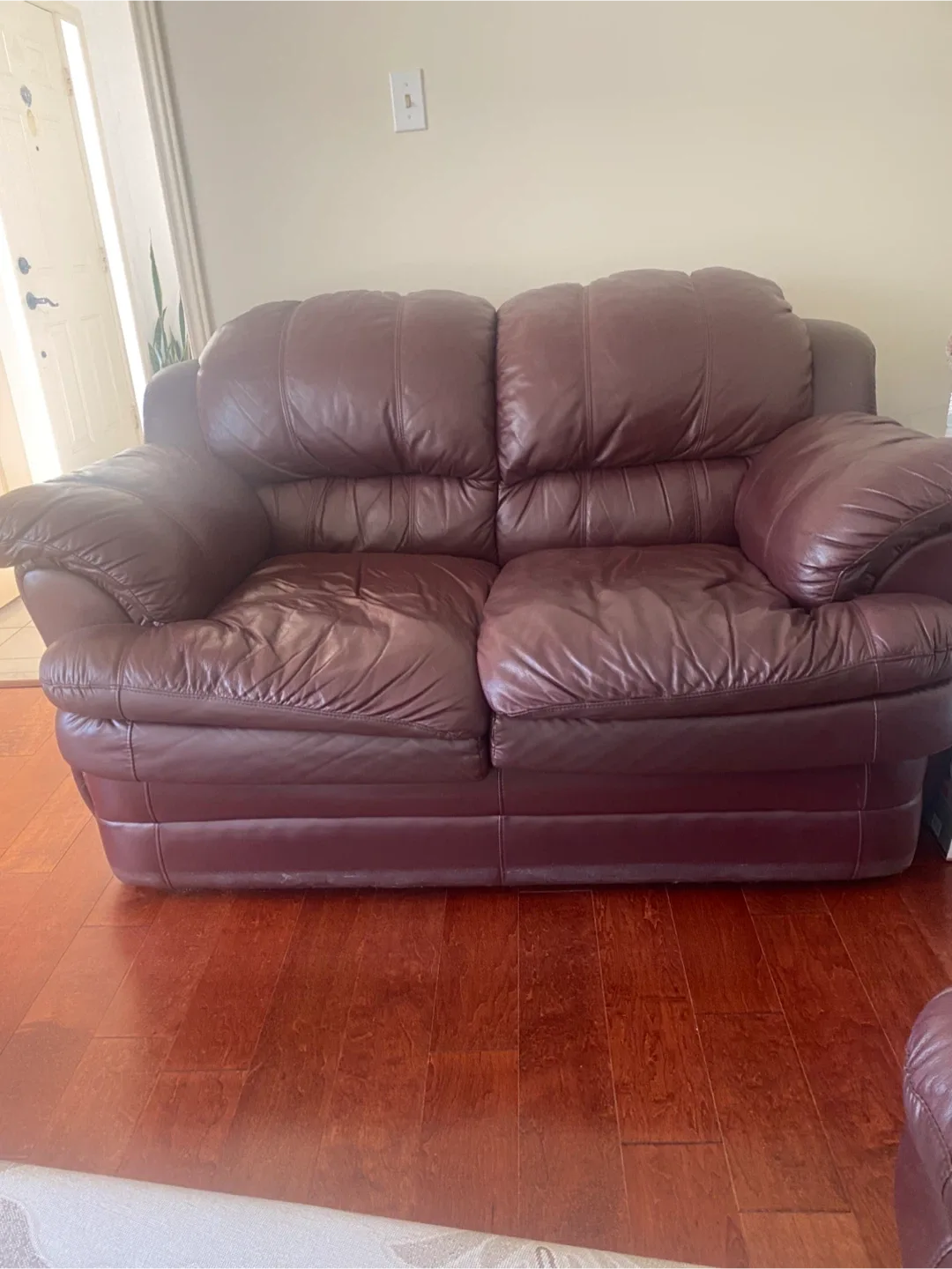 Leather Loveseat & Sofa Set - Brown