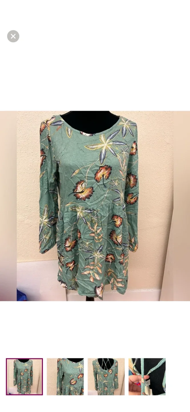 Roxy Floral Long Sleeve Dress - Size L