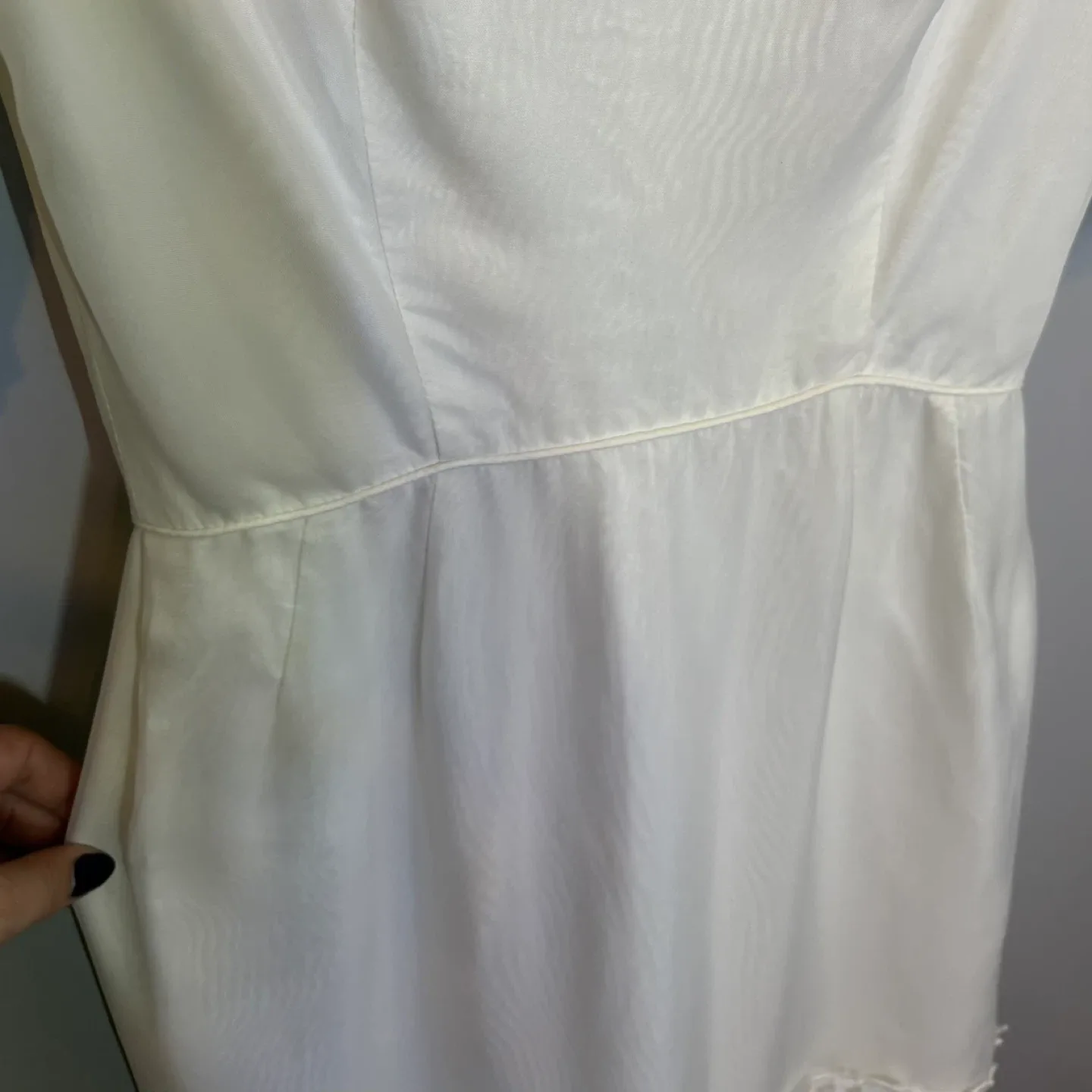 Vintage 1966 Handmade Lace Wedding Dress Detachable Train Sz S image indicator(6)