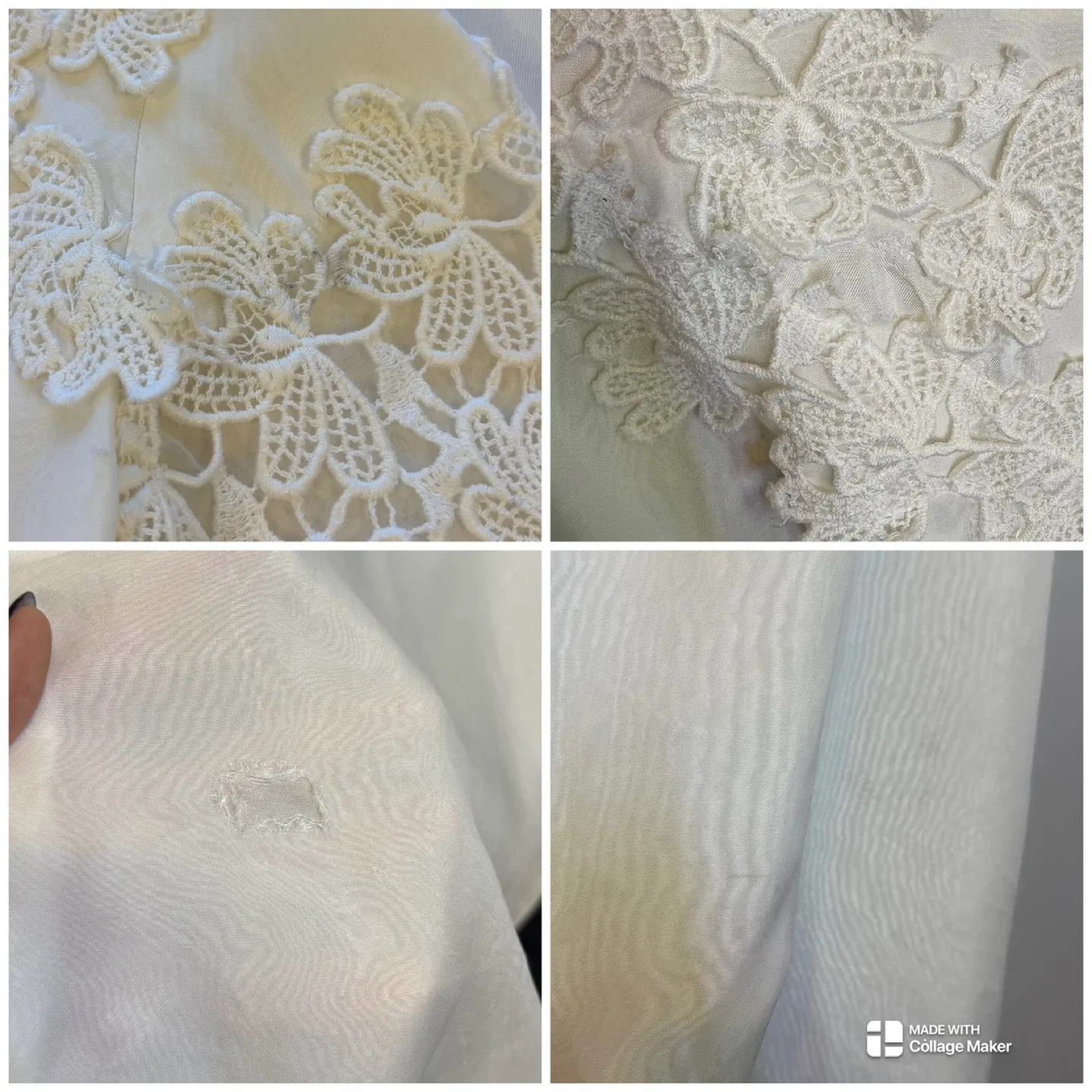 Vintage 1966 Handmade Lace Wedding Dress Detachable Train Sz S image indicator(9)