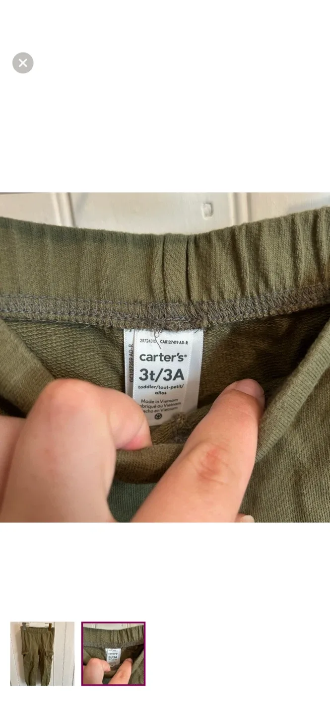 Carter's Olive Green Cargo Pants - Size 3T image indicator(2)