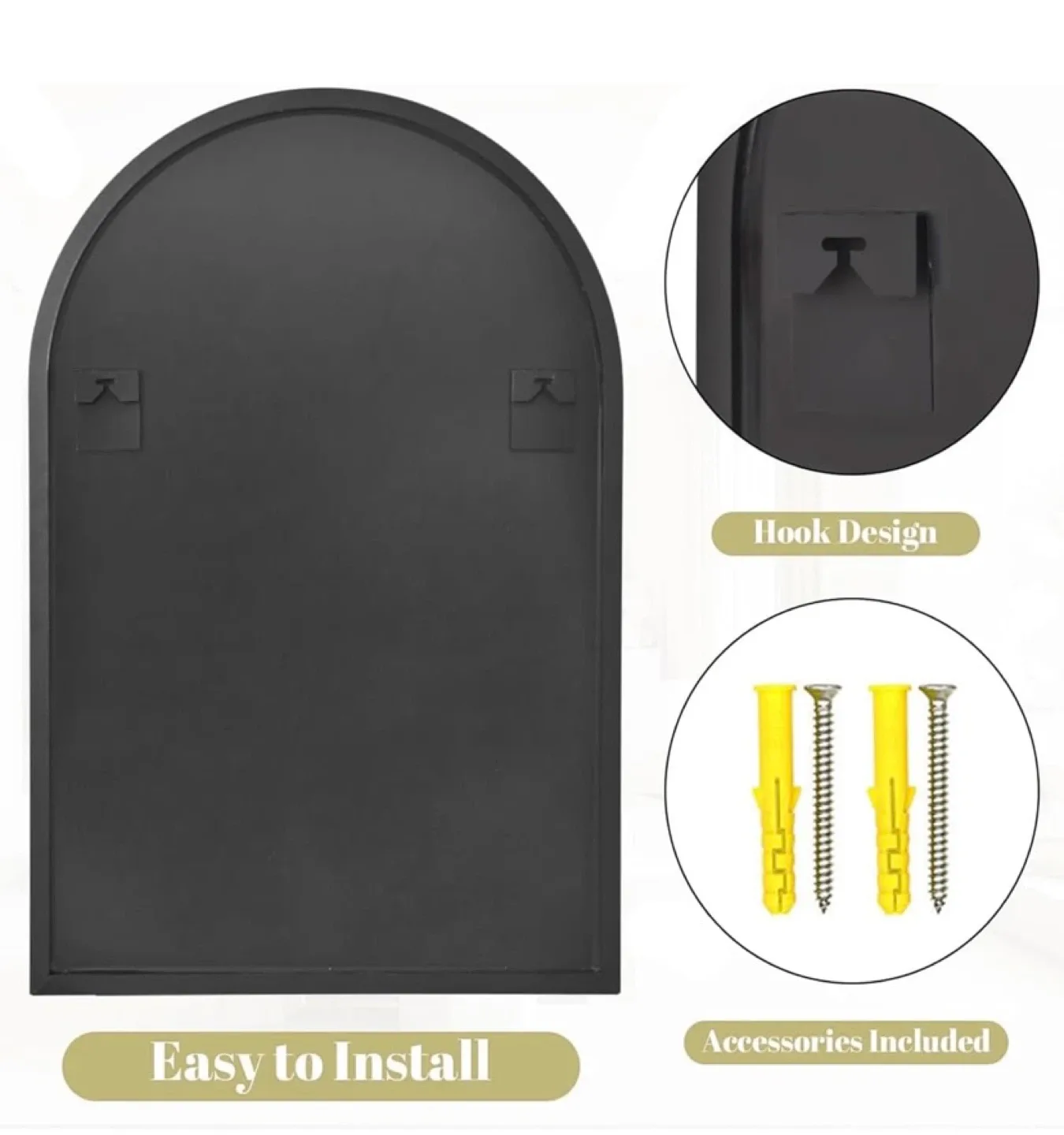 New Black Arch Mirror 20”x28” image indicator(3)