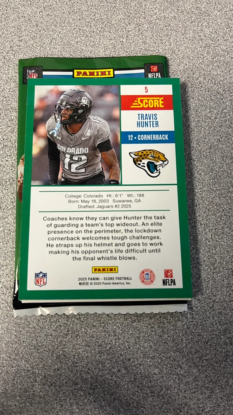 Travis Hunter 2025 Panini Score Football Card image indicator(2)