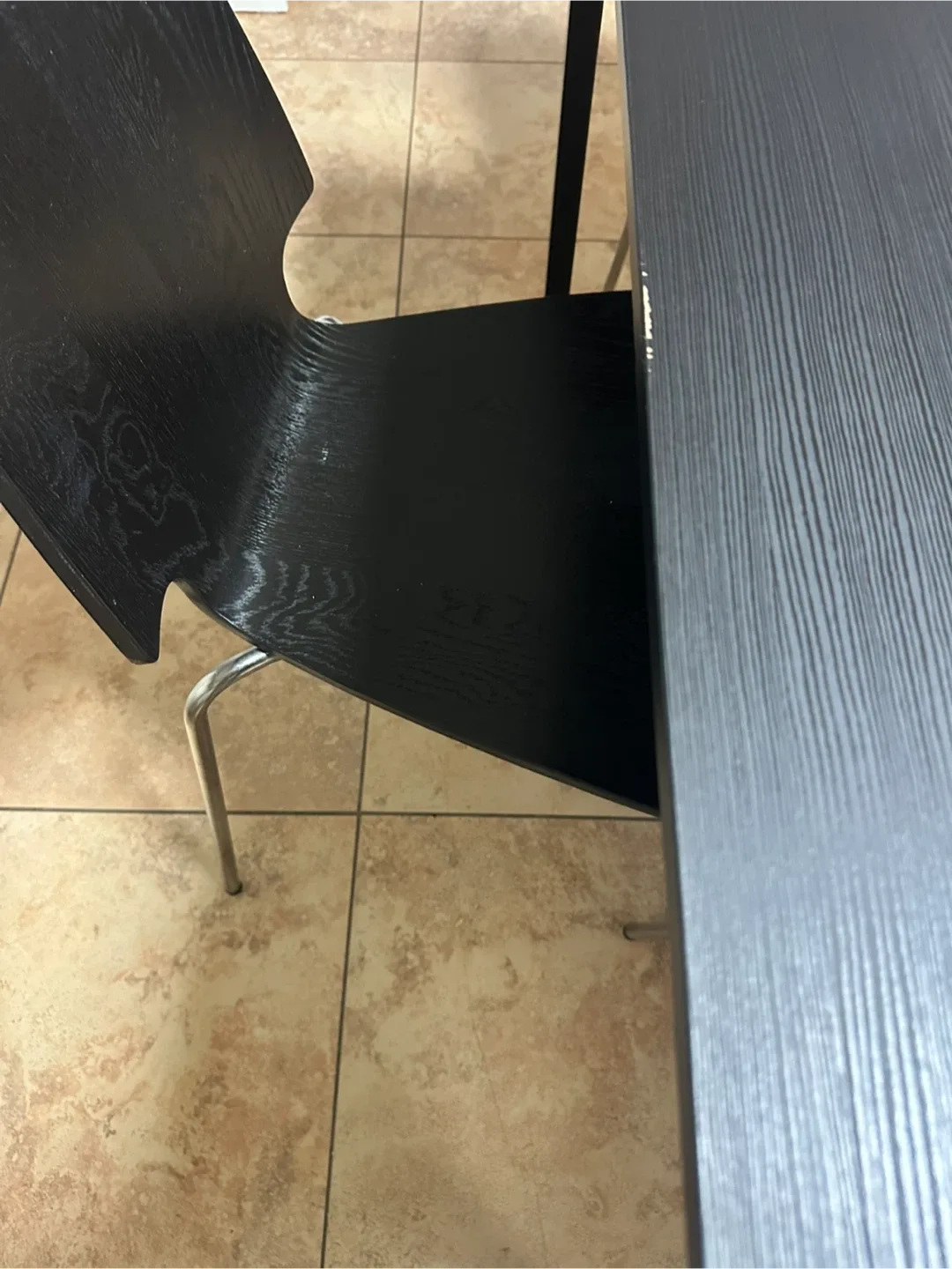 $130 IKEA Dining Table and Chairs - Black image indicator(3)